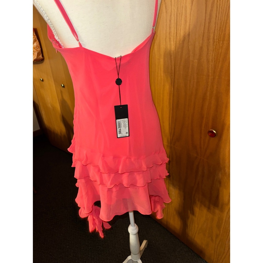 Gianni Bini Hot Pink Ruffled Mini Dress with Rosette - Picture 5 of 8